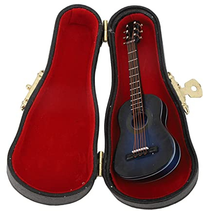 Gitarren-Anstecknadel, Vintage-Unisex-Gitarrenbrosche, Blaues Gitarrenornament, Atemberaubende Miniaturbrosche, Präsentiert in Einer Schönen Gitarrenetui-Geschenkbox