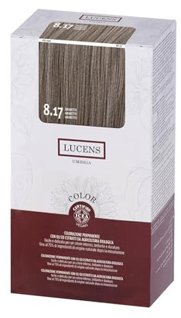 Lucens 8.17 Amaretto - Kit Colorazione Capelli Permanente Senza Ammoniaca Con Oli ed Estratti da Agricoltura Biologica