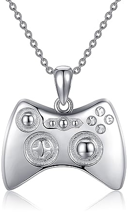 JERWLI Spiel Controller Kette 925 Sterling Silber Playstation Spielkonsole PS3 PS4 Anhänger Halskette Game Controller Schmuck Geschenke für Jungen Mädchen Männer Damen Gamer