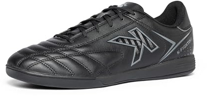 KELME Turf Soccer Shoes Men Indoor Soccer Cleats for Womens Trainer Futsal Football Cleats Sneakers for Youth All Black, 8.5