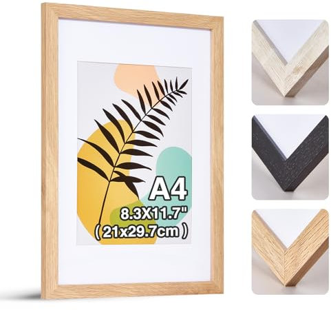 HOUSE DAY 1er Set Bilderrahmen A4 - Holz Bilderrahmen 21x30cm holzrahmen,Plexiglas Posterrahmen，Collage Poster Rahmen, Moderner Poster Dokumentenrahmen, MDF Fotorahmen(Natur)