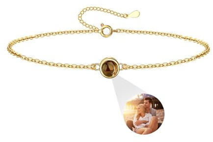 Auinniuz Individuelles Fotoarmband Aus Sterlingsilber – Personalisiertes Armband Mit Foto – Runder Anhänger Mit Farbfoto Armband Im Inneren