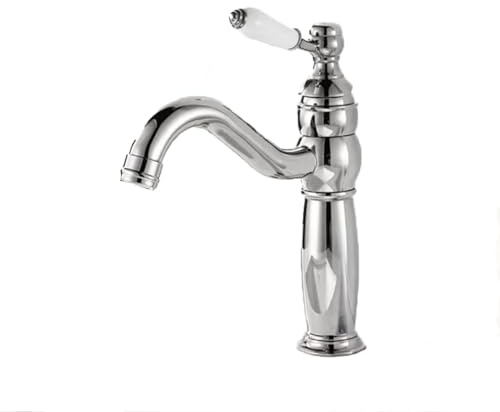 ZYCDP Miscelatore Bagno Vintage Monocomando 360° Rotazione, Cromo, Corto