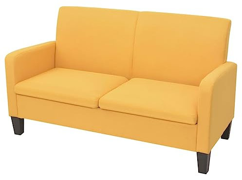 Hommdiy Sofa 2-Sitzer Zweisitzer Stoffsofa Polstersofa Loungesofa Sitzmöbel Polstermöbel Designsofa Wohnzimmersofa (Gelb)