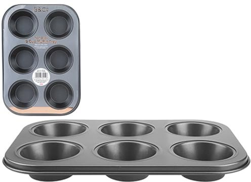 PMS Minimalist Non Stick Muffin Tray 6 Cup 27cm x 19cm x 3cm Dark Grey