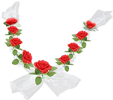 MUCKLILY 1satz Hochzeitsautoschmuck Weißer Rosenblüten Deko-gürtel Für Romantische Fahrzeugdekoration Für Hochzeiten Partys Und Kirchenfeiern Langlebig Und Pflegeleicht