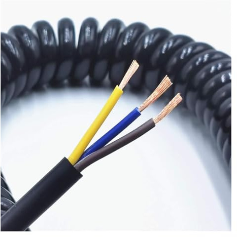 Spiral Power Cord 3 Core Spring Wire, Spiral Electric Cable, Black Power Cord Extensible Wire, 0.5 Square 2.5 m (Length : Line length 2.5m, Specification : 3 core 24AWG)