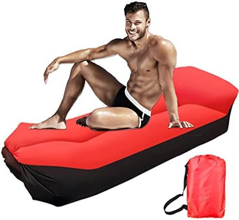 Aufblasbares Sofa Für Reisen, Camping, Luftliegend, Outdoor-Lounge, Aufblasbares Strandsofa, Aufblasbare Strandtasche, Luft, Pool- Und Strandpartys,Rot,Bonny369