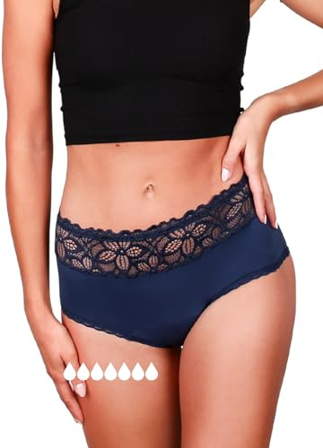 Taynie Deluxe Ultra periodiska underkläder stark blödning – läckagesäker och ventilerande menstruationsunderkläder – ersätter 7 tamponger, menstrosor bärtid upp till 12 timmar, tvättbar 60 °C (34,