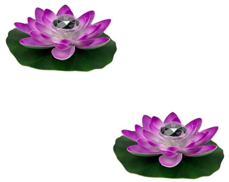 BESPORTBLE Lot De 2 Lampes Solaires Flottantes en Forme De Fleur De Lotus 28 Cm Éclairage Décoratif pour Étang