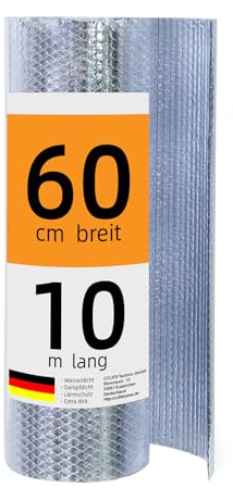 CCLIFE Isolierfolie Dämmfolie 0.6x10 m - 6㎡ Folie Reflexionsfolie Aluminisierte Isolierfolie Dachisolierung Isolierungsfolie für Wärmehaltung Heizkörper für Dächer Dachböden Garage