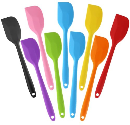 Lot de 9 spatules en silicone - Résistantes à la chaleur - Pour la cuisine - Sans BPA - 21 cm