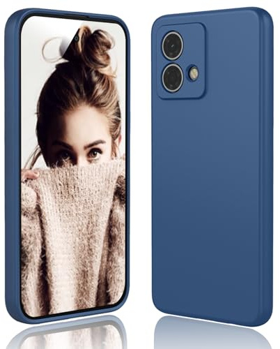 DESSEN Funda para Motorola Moto G84 5G - Líquida Silicona Carcasa con Forro de Microfibra Antiarañazos Delgada y Suave TPU Cover Anti-Choques Protectora Case, Azul