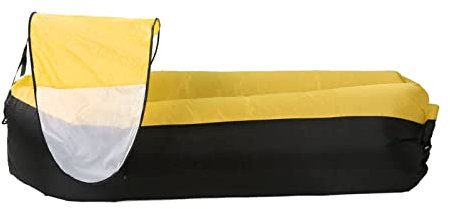 POYHKFD Aufblasbares Sofa Im Freien, Luftcouch, Tragbares Aufblasbares Liege-Luftsofa mit Aufbewahrungstasche für Erwachsene und Kinder, Luftliege-Luftstuhl für Draußen, Strand,(Schwarz Plus Gelb)