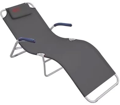 Sonnenliege Klappbar Leicht, Verdicktes Stahlrohr, Kopfstütze, Geschwungenes Design, Strandstuhl Klappbar, Für Garten, Strand, Schwimmbad, Terrasse (Color : Black)