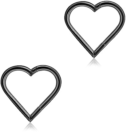 Lantine 2 Stück Daith Piercing Titan 16G Herz Scharnier Nahtlose Clicker Ring Tragus Rook Knorpel Ohrringe Damen Gold/Roségold/Titan/Schwarz 8mm 10mm