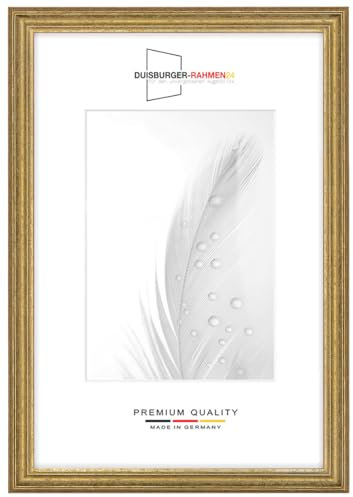 Massiv Holz Bilderrahmen Vintage Retro 33 x 98 cm in Alt-Gold | inkl. bruchsicherer Anti-Reflex Kunstglasscheibe | Rahmen für Poster | Puzzle | Foto collage DR086