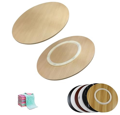 Große Lazy Susan Drehplatte Servierplatte Holz Drehteller für Küche, Ø60 70 80 90cm Tischplatte Drehtablett mit Silent Base, Drehbares Tischtablett(Wood,100cm(40 in))
