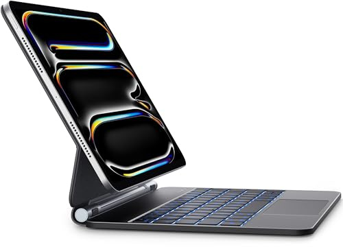Earto Magic Keyboard Nur für iPad Pro 11 M4 2024 | Freischwebendes Stand Tastatur Hülle mit Trackpad, 7-Farbige Beleuchtung, Deutsches QWERTZ-Layout, Schwarz
