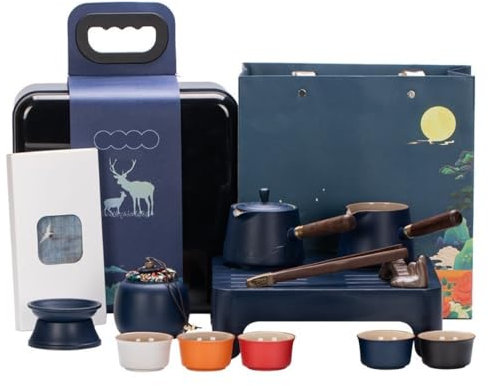 WYRMB Barattolo per Il tè Barattolo per la conservazione del tè Sfuso in Ceramica Creativo Viaggio Borsa Portatile Set da tè Cinese Multifunzionale Set di scatole per Il tè Latta per Il tè.A