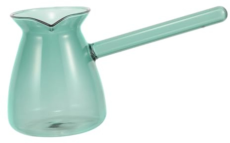 HOLIDYOYO Tetera De Vidrio Borosilicato 450ml Con Asa Lateral Verde Lago, Cafetera Multifuncional Para Café y Té, Resistente Al Calor, Adecuado Para Uso Doméstico y Diario