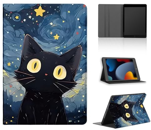 Tablet Cover per iPad 10,2 2021/2020/2019 Modello 9/8/7 Generazione, Carino Anime Modello Cover con Funzione Pelle PU Holder Flip con Ultra Sottile Antiurto Regolabile Protezione Case, Look Up
