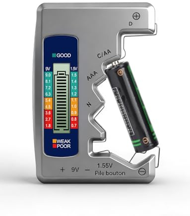 Universal Battery Tester Checker with LCD Display for AA, AAA, N, C，D, 9V, 1.55V Button Cells & Mini Batteries