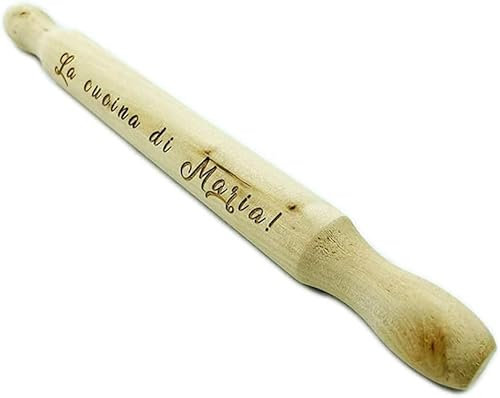 ''La cucina di'' Mattarello Personalizzabile con Dedica in Legno Idea Regalo Perfetta Originale Festa Della Mamma Del Papà Compleanno Natale Incisione Accessori Multiuso