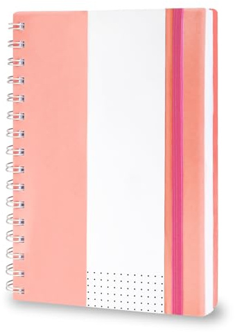 Amythe Notizbuch A5 Gepunktet, Notizblock 150 Blat/300 Seiten, Spiralblock Tagebuch Schreibheft A5, Vielseitiges Notizblock Collegeblock für Schule, Beruf, Alltag, Rosa