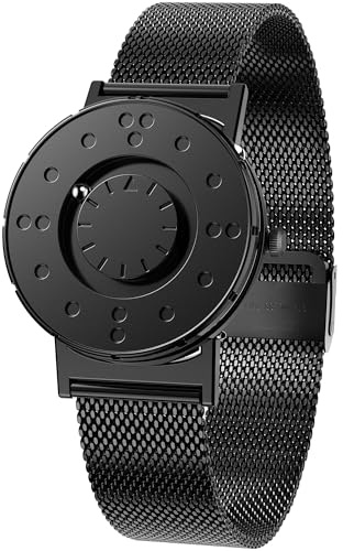 EUTOUR Men's Magnetic Blind Watch Ball Bearing Silent Touch Water Resistant Minimalist Fashion Without Glass Quartz Watch 40 mm Milanese Mesh Stainless Steel Strap