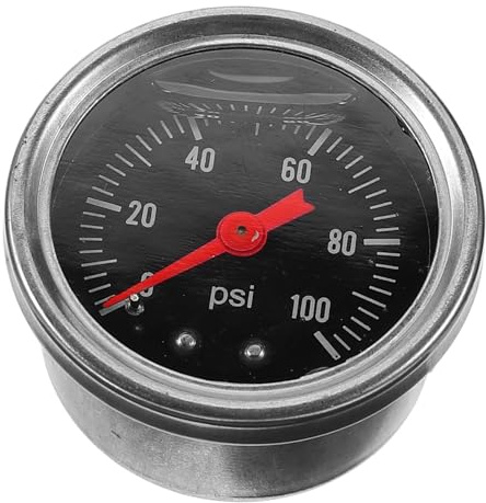 FUNOMOCYA Manómetro de Presión de Gasolina para Coche, Acero Inoxidable, 0-100 PSI, 1/8 Npt, Uso en Sistema de Combustible