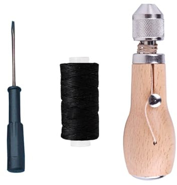 Speedy - Punteruolo da cucito in pelle con filo cerato, strumento per cucire a mano, per tende, zaini, vele, tela, tessuti pesanti