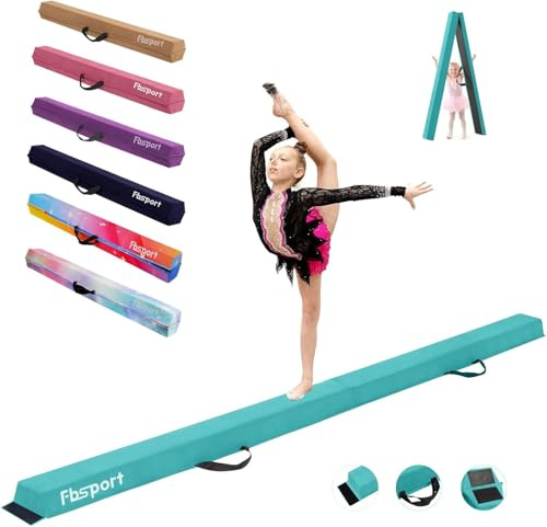 FBSPORT 180cm Faltbarer Schwebebalken, Gymnastik Schwebebalken, Gymnastik Bodenbalken, beflockte Schicht Schwebebalken, Balance Fitnessgeräte für Kinder
