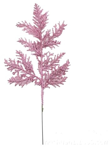 Vayliro 10 Stück Künstliche Weihnachtszweige Glitzer Deko Zweige Weihnachten Kunstpflanzen Tannenzweige Trockenblumen für Weihnachtsbaum Kranz Tischdeko Geschenkbox DIY Dekoration 27x13cm,Rosa