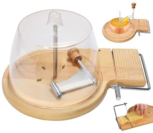 Rizador de queso de madera de haya, cortador y cortador – Grosor ajustable para queso duro y blando, ideal para afeitado Tete de Moine, Girolle y chocolate