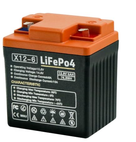 HJGHY Batería Recargable de Litio LiFePO4 de 12 V y 6 Ah para buscador de Peces con energía Solar, batería de fosfato de Hierro y Litio, BMS Integrado, hasta 3000 ciclos Profundos.