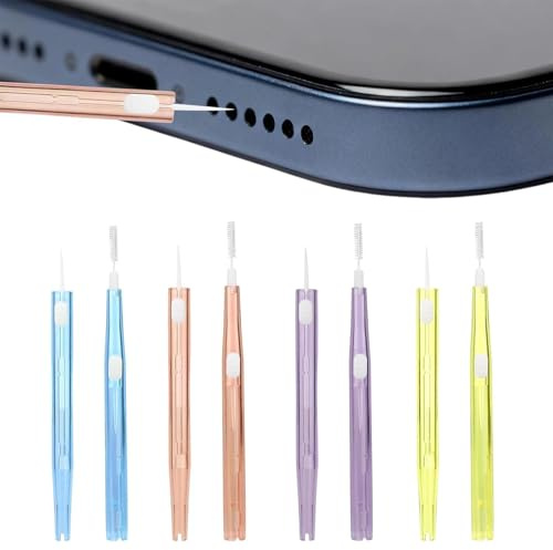 dinghaole 8 cepillos de limpieza para puerto de carga, kit de limpieza de mini cepillos de doble cara antiobstrucción, herramientas multifuncionales para quitar el polvo para auriculares, tablet