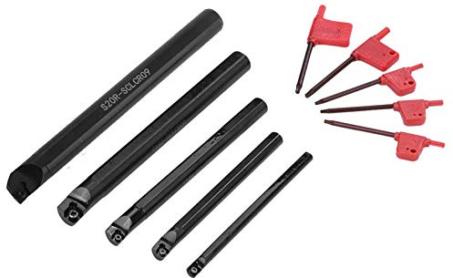Set di 5 inserti per utensili da tornio CLCR, supporto per barra di alesatura per tornio metallico, supporti per utensili in acciaio ad alta resistenza con finitura nera per lavora