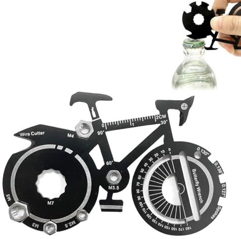 AEUXZA Llavero Multiusos 20 en 1 de Acero Inoxidable, Abrebotellas Multifunción y Herramienta Outdoor, Gadget de Bolsillo Compacto para Camping y Bici
