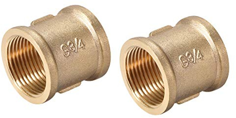 uxcell Brass Cast Pipe Fittings Coupling 3/4 X 3/4 G Female Thread Gold Tone 2pcs