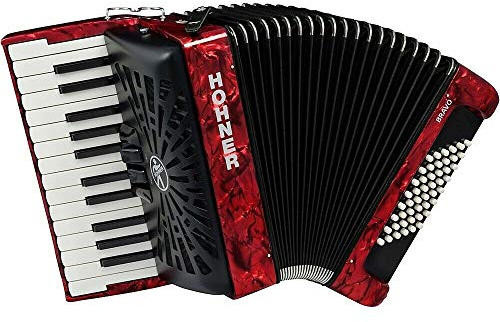 Hohner Bravo II 48 Silent Key Accordion, Red