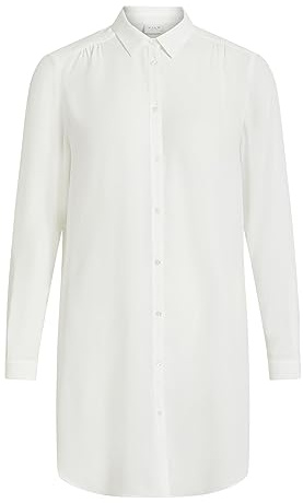 Vila Vilucy Button L/S tunika Noos blus för kvinnor, Snövit, 38
