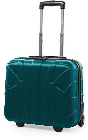SUITLINE - Pilotentrolley Laptop-Koffer 2 Rollen Aktentrolley, Bordcase Flugzeug Underseater Pilotenkoffer Businesstrolley Hardcase Carry-On Hand Luggage ABS, TSA, 38 cm, Farbe:Aquagrün