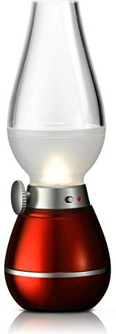 Platinet PDLZ2B Moderne kabellose und energiesparende LED-Lampe im Petroleumlampen-Stil wird durch Blasen ein- und ausgeschaltet, rot