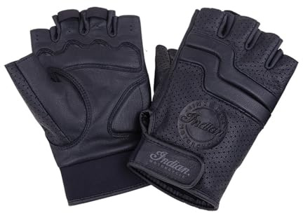 Indian Motorcycle Men's Leather Fingerless Denton Glove, Black