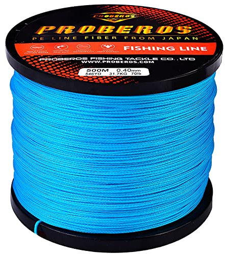 SLOOG 9 Strang geflochtene Angelschnur - 15LB bis 310LB, 500m Abriebresistierende geflochtene Linien - Null-Stretch - PE-Faser-Flechtstraße,Blau,160LB(0.68mm)