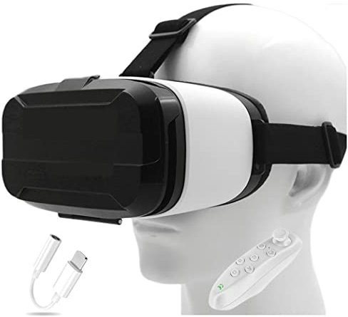 JYMYGS Gafas de Realidad Virtual, 3D VR Gafas con Controlador Bluetooth para Juegos Visión Panorámico VR Glasses para iPhone 13 Pro Max/13 Pro/13/12/11, para Samsung Galaxy S21, Huawei, Xiaomi