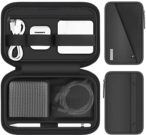 Lacdo Bolsa Almacenamiento Organizador electrónicos para Cargador, Mouse, Cable, Unidad Flash USB, Tarjeta SD, Estuche de Transporte Bolsa de Almacenamiento Banco de energía Blando, Negro
