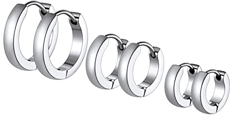 PROSTEEL Huggie Creolen Set für Damen Herren Hip Hop kleine Kreolen Edelstahl/18k vergoldet mini Hoop Ohrringe Ohrschmuck Accessoire, 3 Paare Set