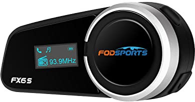Fodsports FX6S Motorrad Intercom mit LCD Bildschirm, Motorrad Bluetooth Headset für bis zu 6 Motorräder mit 1000m Reichweite, Motorradhelm Freisprechanlage, 1 Packung